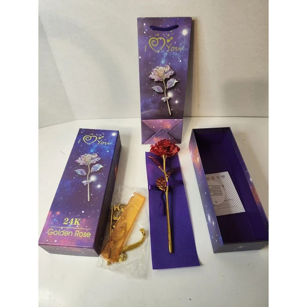 24K Golden Rose in gift box and gift bag